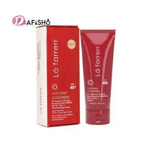 کرم ضد آفتاب بی رنگ لافارر SPF40 مخصوص پوست خشک و معمولی، محافظت کامل در برابر اشعه‌های UVA و UVB، با فرمولاسیون آبرسان